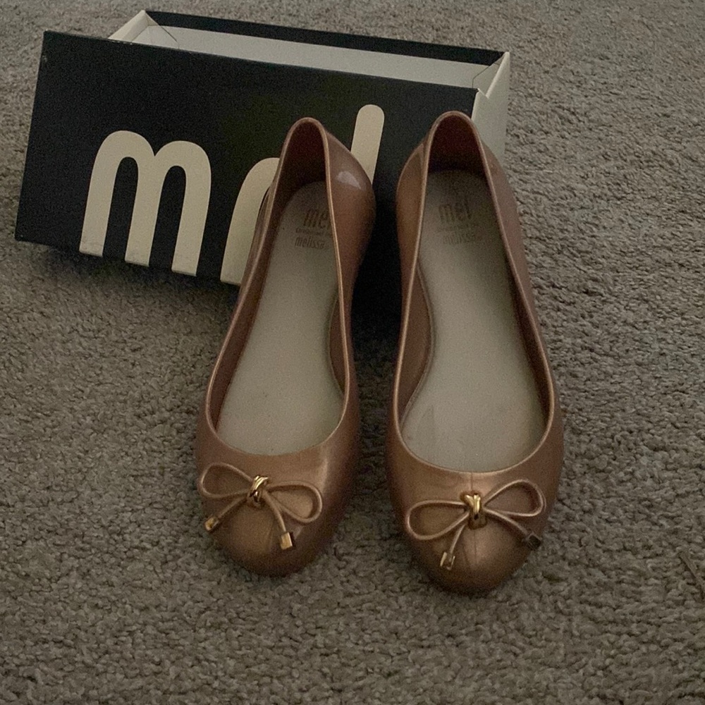Mini Melissa girls size 13 gold ballet flats